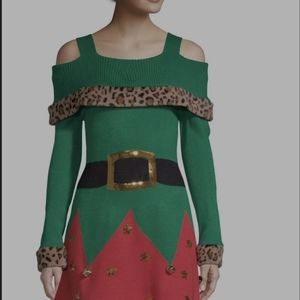 Green Elf Leopard Fur dress